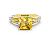 Yellow gold Princess Cut Yellow Sapphire Split Shank Engagement Ring with Pavé Band_24