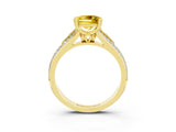 Yellow gold Princess Cut Yellow Sapphire Split Shank Engagement Ring with Pavé Band_27