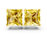 Yellow gold Princess Cut Yellow Sapphire Stud Earrings_18