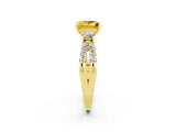 Yellow gold Princess Cut Yellow Sapphire Three-Stone Ring with Pavé Split Shank and Four-Prong Setting_26