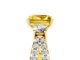 Yellow gold Princess Cut Yellow Sapphire Three-Stone Ring with Pavé Split Shank and Four-Prong Setting_29