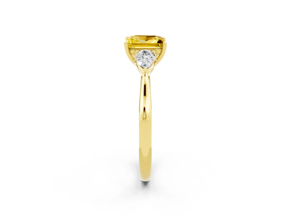 Yellow gold Princess Cut Yellow Sapphire Three-Stone Ring with Pear  Side Stones and Prong Setting