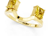 Yellow gold Princess Cut Yellow Sapphire Two-Stone Open Band Ring with Four-Prong Setting_19