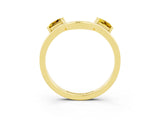 Yellow gold Princess Cut Yellow Sapphire Two-Stone Open Band Ring with Four-Prong Setting_21