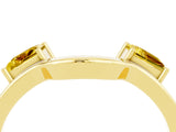Yellow gold Princess Cut Yellow Sapphire Two-Stone Open Band Ring with Four-Prong Setting_22