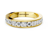 Yellow gold Princess Diamond Channel Set Promise Ring with Round Diamond Accents