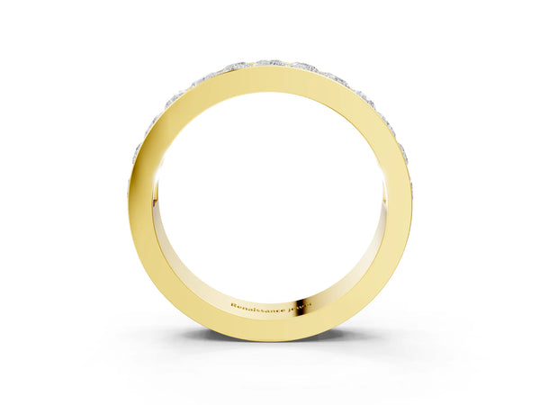 Yellow gold Princess Diamond Channel Set Promise Ring with Round Diamond Accents