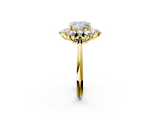 Yellow gold Princess Diamond Cluster Halo Ring with Solitaire Band and Four-Prong Setting_21