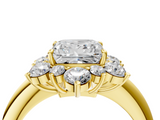 Yellow gold Princess Diamond Cluster Halo Ring with Solitaire Band and Four-Prong Setting_23