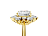 Yellow gold Princess Diamond Cluster Halo Ring with Solitaire Band and Four-Prong Setting_24