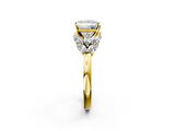 Yellow gold Princess Diamond Cluster Leaf Design Ring with Prong Setting_78