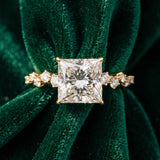 Yellow gold Princess Diamond Cluster Prong-Set Solitaire Ring_15