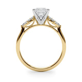 Yellow gold Princess Diamond Floral Cluster Ring with Marquise Side Stones and Six-Prong Solitaire Setting 2