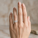 Yellow gold Princess Diamond Floral Cluster Ring with Marquise Side Stones and Six-Prong Solitaire Setting_7