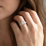 Yellow gold Princess Diamond Floral Cluster Ring with Marquise Side Stones and Six-Prong Solitaire Setting_9