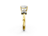 Yellow gold Princess Diamond Floral Cluster Ring with Solitaire Band and Prong Setting_93