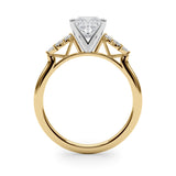 Yellow gold Princess Diamond Floral Side Stone Solitaire with Marquise Accents and Four-Prong Setting 2