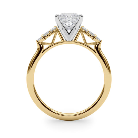 Yellow gold Princess Diamond Floral Side Stone Solitaire with Marquise Accents and Four-Prong Setting 2