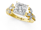 Yellow gold Princess Diamond Floral Vine Solitaire Engagement Ring_26