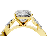 Yellow gold Princess Diamond Floral Vine Solitaire Engagement Ring_29