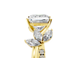Yellow gold Princess Diamond Floral Vine Solitaire Engagement Ring_30
