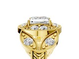 Yellow gold Princess Diamond Milgrain Marquise Filigree Engagement Ring with Prong Setting_11