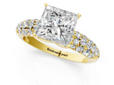 Yellow gold Princess Diamond Pavé Band Solitaire Ring with Four-Prong Setting_50