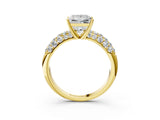 Yellow gold Princess Diamond Pavé Band Solitaire Ring with Four-Prong Setting_52
