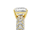Yellow gold Princess Diamond Pavé Band Solitaire Ring with Four-Prong Setting_54