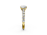 Yellow gold Princess Diamond Pavé Band Solitaire with Four-Prong Setting_18