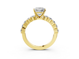 Yellow gold Princess Diamond Pavé Band Solitaire with Four-Prong Setting_19
