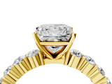 Yellow gold Princess Diamond Pavé Band Solitaire with Four-Prong Setting_20