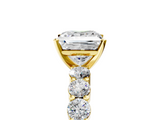 Yellow gold Princess Diamond Pavé Band Solitaire with Four-Prong Setting_21