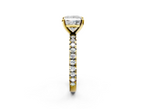 Yellow gold Princess Diamond Pavé Band Solitaire with Four-Prong Setting_212