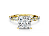 Yellow gold Princess Diamond Pavé Band with Six-Prong Setting_35