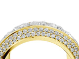 10K Yellow Gold 14.30 Carat E VS Princess Diamond Pavé Mens Wedding Band with Round Diamond Accents