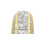 10K Yellow Gold 14.30 Carat E VS Princess Diamond Pavé Mens Wedding Band with Round Diamond Accents