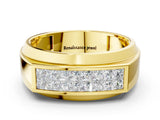 Yellow gold Princess Diamond Pavé Panel Mens Band