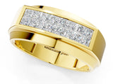 Yellow gold Princess Diamond Pavé Panel Mens Band_1