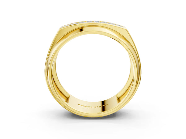 Yellow gold Princess Diamond Pavé Panel Mens Band