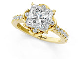 Yellow gold Princess Diamond Pave Band with Floral Prong Setting_24