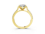 Yellow gold Princess Diamond Pave Band with Floral Prong Setting_26