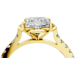 Yellow gold Princess Diamond Pave Band with Floral Prong Setting_27