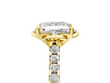 Yellow gold Princess Diamond Pave Band with Floral Prong Setting_28