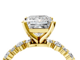 Yellow gold Princess Diamond Prong Set Engagement Ring with Pave Band_190