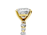 Yellow gold Princess Diamond Prong Set Engagement Ring with Pave Band_191