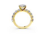 Yellow gold Princess Diamond Prong Setting with Side Stones on a Pave Band_157