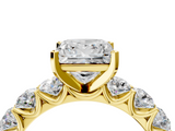 Yellow gold Princess Diamond Prong Setting with Side Stones on a Pave Band_158