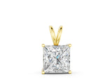 Yellow gold Princess Diamond Solitaire Pendant with Four Prong Setting_4