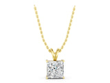 Yellow gold Princess Diamond Solitaire Pendant with Four Prong Setting_5